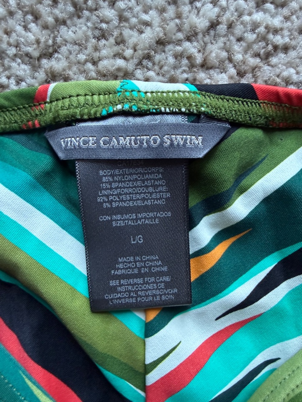 Vince Camuto Teal Green Multi-Stripe Bikini Bottom - Picture 3 of 6
